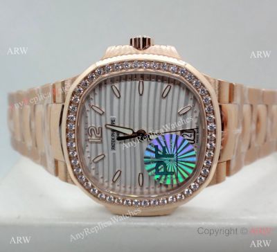 Swiss Grade Patek Philippe 7118 Nautilus Rose Gold Diamond Watch Ladies